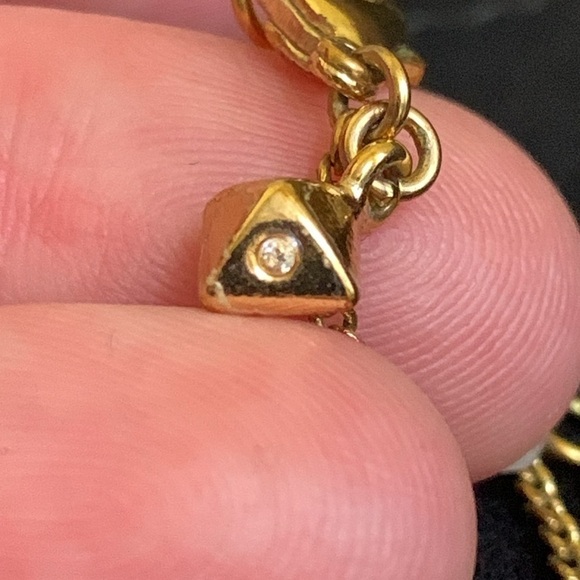 Rebecca Minkoff 3 Piece “Curb” Gold Tone Pyramid Set Earrings & Pendant Necklace - Picture 8 of 17